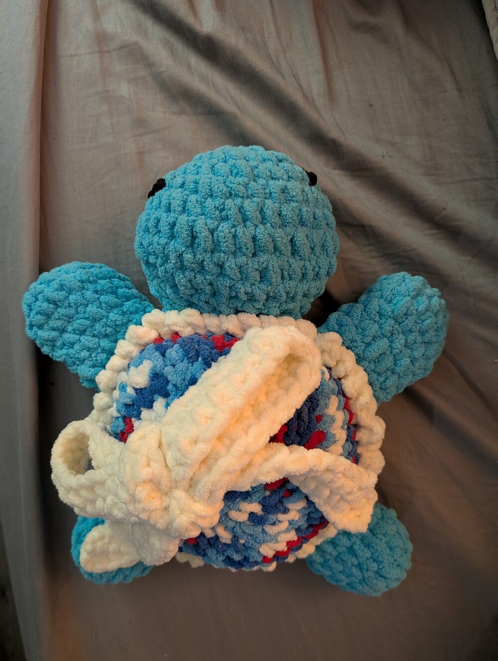 Handmade Blue Plush Turtle Stuffed Toy - Cozy Cuddly Turtle